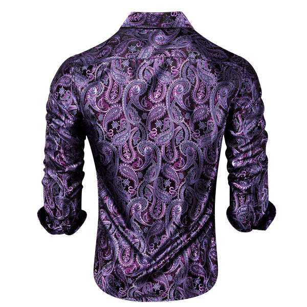 Elegantly Crafted Dark Purple Silk Shirt - Luxury Meets Comfort