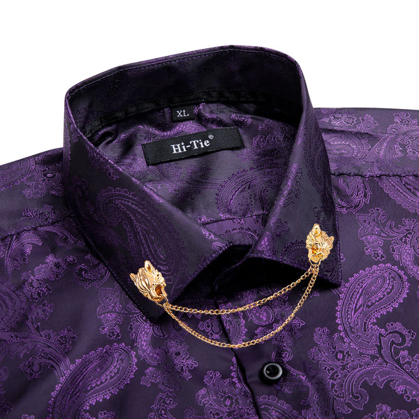 Elegantly Crafted Dark Purple Silk Shirt - Luxury Meets Comfort