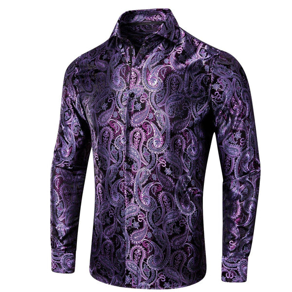 Elegantly Crafted Dark Purple Silk Shirt - Luxury Meets Comfort