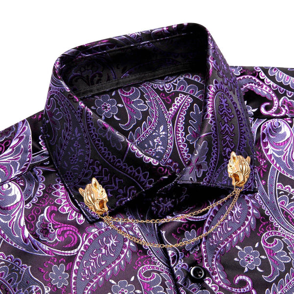 Elegantly Crafted Dark Purple Silk Shirt - Luxury Meets Comfort