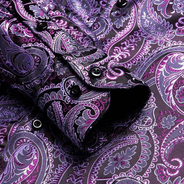 Elegantly Crafted Dark Purple Silk Shirt - Luxury Meets Comfort