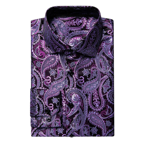 Elegantly Crafted Dark Purple Silk Shirt - Luxury Meets Comfort